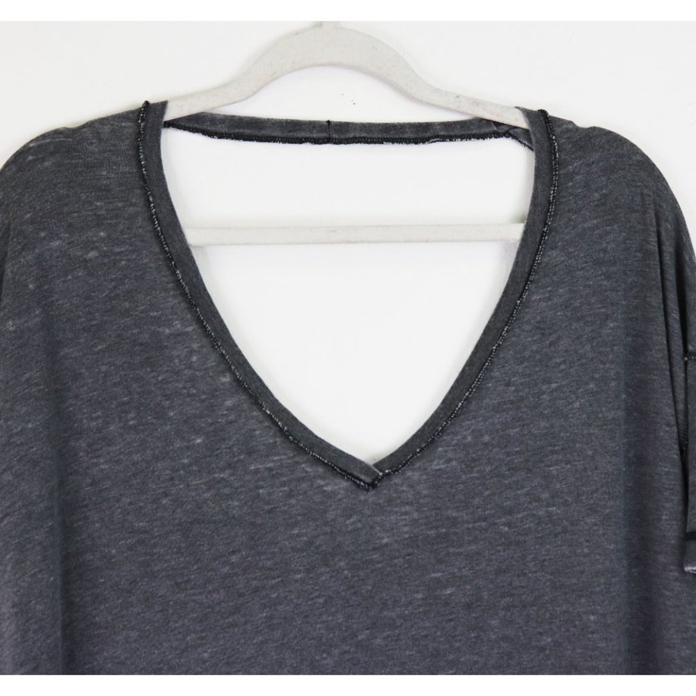 NWT Free People All Mine Oversize Cut-Out V Neck Tee T-Shirt Washed Black Large - Picture 4 of 8